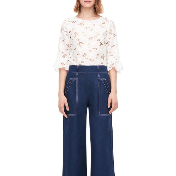 Rebecca Taylor Adriana Floral Eyelet Button-Back Top Size 0 - Picture 2 of 7